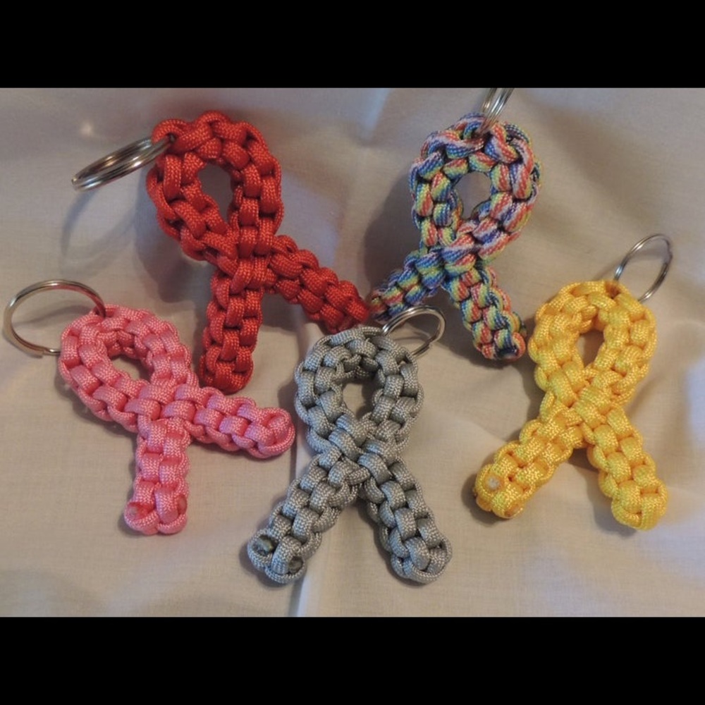 Paracord Cancer Ribbon Keychains - Picture 2 of 7